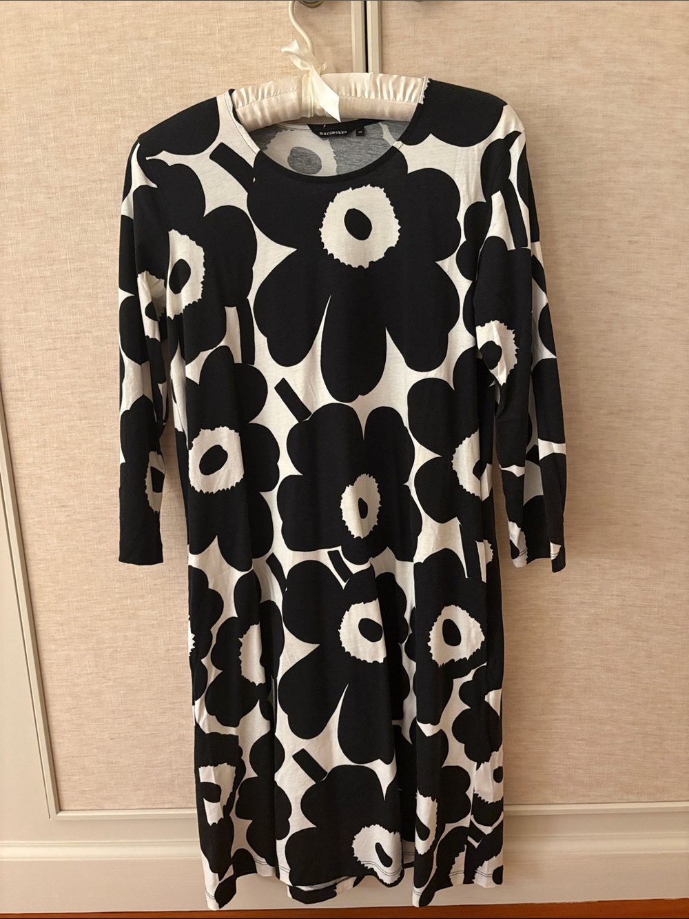 Marimekko Black and White Floral Midi Dress
